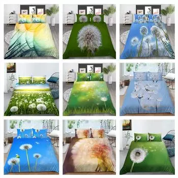 Постельное белье из микрофибры с 3D одуванчиком и растительным принтом, пододеяльник и наволочка, 2 или 3 односпальные кровати, двуспальная кровать, полноразмерное украшение для дома Baby 100x135cm