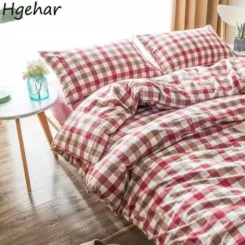 Постельное белье из стираного хлопка, простыни для спальни, бытовые, клетчатые, мягкие, размера «king-size», для студенческого общежития, наматрасники, новые 100x230cm