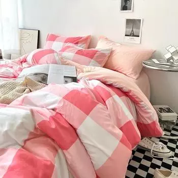 Постельное белье из стираного хлопка в полоску в минималистском стиле, комплект простыней, комплект одеяла, пододеяльник, двуспальный для мальчиков и девочек 150x200 3pcs