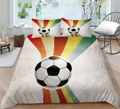Постельное белье Комплект Чехол для кровати 3D Футбол Печать 2/3шт Одеяло Покрывает Домашний текстиль Удобный теплый спальня Микрофибра Мягкая Single 135x200cm