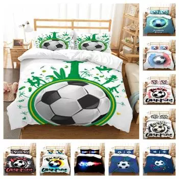 Постельное белье, комплект футбольной кровати, футбольное домашнее покрывало, пододеяльник для игр, спортивный мягкий пододеяльник для детей-подростков UK Single 135x200cm