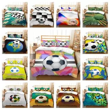 Постельное белье Костюм 3D Прохладный футбол Печать 2/3шт Одеяло Чехол Домашний текстиль Наволочка Теплые покрывала Одеяло Одеяло Чехол Удобный UK Single 135x200cm