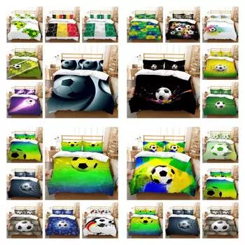 Постельное белье, костюм с 3D футбольным принтом, домашнее постельное белье, королевский размер, для мальчиков и мужчин, для детей-подростков, роскошный комплект пододеяльников UK Single 135x200cm