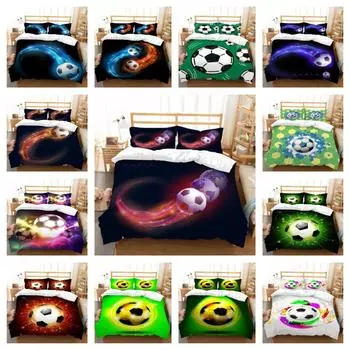 Постельное белье моющийся чехол на кровать 3D футбольный принт пододеяльник постельное белье наволочка одинарный двойной королевский размер UK Single 135x200cm