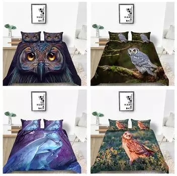 Постельное белье, наволочка для бытовой кровати, 3/2 комплекта постельного белья с 3D совой, односпальная кровать, двуспальная кровать, полноразмерное домашнее постельное белье DE 100x135cm