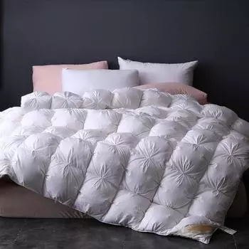 Постельное белье Одеяло из гусиного пуха Односпальное/Двуспальное/King/Queen Size Толстое одеяло со складками Вставка для одеяла Теплые одеяла Мягкий хлопковый чехол 150x200cm 2.1kg белый