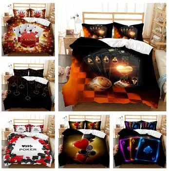 Постельное белье Poker для мужчин и взрослых, персонализированный пуховый пододеяльник и наволочка 2/3 шт., двуспальная кровать, полноразмерный чехол с 3D-печатью, подарок Baby 100x135cm