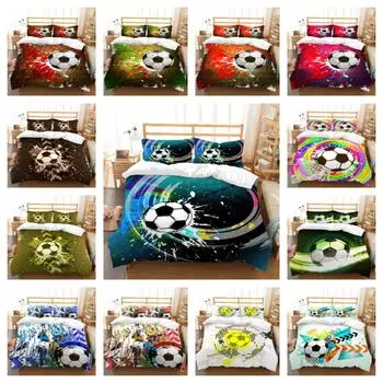 Постельное белье, покрывало с 3D футбольным принтом, комплект домашнего постельного белья, пододеяльники, домашний текстиль, пододеяльник из микрофибры UK Single 135x200cm