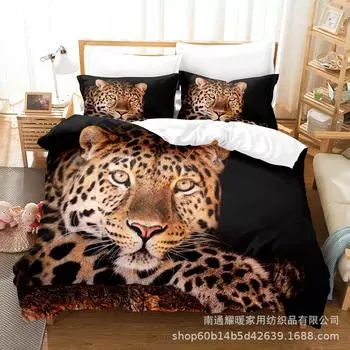 Постельное белье с 3D цифровой печатью Набор из четырех предметов Набор из трех предметов Простыня с леопардовым принтом Одеяло Подушка 135X200 two-piece set