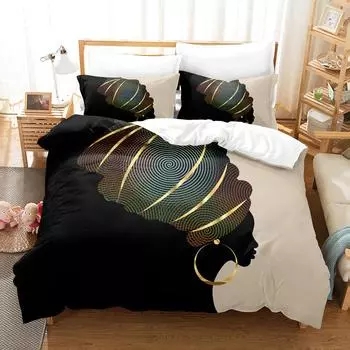 Постельное белье с 3D цифровой печатью Набор из четырех предметов Набор из трех предметов Красивая женщина Простыня Одеяло Подушка 135x200 two-piece set
