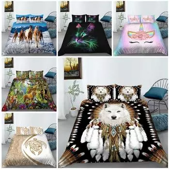 Постельное белье с 3D цифровой печатью, комплект пуховых пододеяльников, пододеяльник для спальни, наволочка, односпальная/двуспальная кровать, полноразмерное украшение для дома Baby 100x135cm