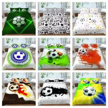 Постельное белье с 3D футбольным принтом, пододеяльник, костюм, 100% полиэстер, декор для спальни, наволочка из микрофибры, дышащая детская детская Single 135x200cm