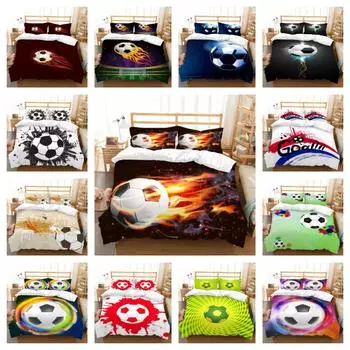 Постельное белье с 3D футбольным принтом, пододеяльник, пододеяльники, покрывало, комплект постельного белья, наволочка из микрофибры, удобная дышащая UK Single 135x200cm