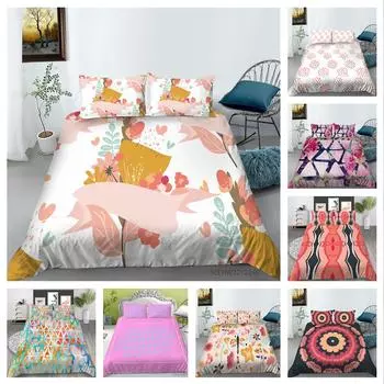 Постельное белье с 3D-графикой и красочным узором, пододеяльник и наволочка, 2 или 3 куска ткани из микрофибры с застежкой-молнией, моющиеся, супермягкие украшения для дома Baby 100x135cm