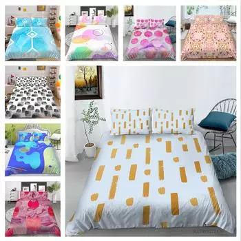 Постельное белье с 3D-графикой и красочным узором, пододеяльник и наволочка, 2 или 3 куска ткани из микрофибры с застежкой-молнией, моющиеся, супермягкие украшения для дома Baby 100x135cm