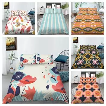 Постельное белье с 3D-графикой и красочным узором, пододеяльник и наволочка, 2 или 3 куска ткани из микрофибры с застежкой-молнией, моющиеся, супермягкие украшения для дома Baby 100x135cm