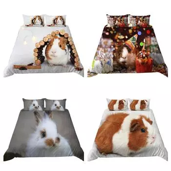 Постельное белье с 3D-кроличьим рисунком, пуховое одеяло и наволочка с животным принтом из ультратонкой волокнистой ткани для удобного и мягкого украшения дома с молниями Baby 100x135cm