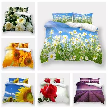Постельное белье с 3D-печатью в виде цветов, пуховые пододеяльники и наволочки для женщин и девочек, 2/3-спальный пододеяльник для кровати размера «king-size» и «queen-size» в подарок Baby 100x135cm