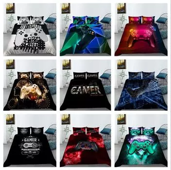 Постельное белье с 3D-плеером, пододеяльник, наволочка, комплект постельного белья из 2 или 3 предметов из микрофибры, односпальная кровать, двуспальная кровать, полноразмерное моющееся, сверхмягкое постельное белье. DE 100x135cm