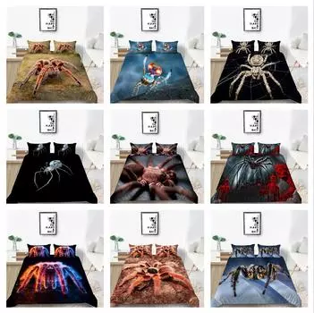Постельное белье с 3D принтом паука, пододеяльник с рисунком насекомых, наволочки 2 или 3, полноразмерная двойная ткань из микрофибры, мягкая моющаяся молния, украшение для дома Baby 100x135cm