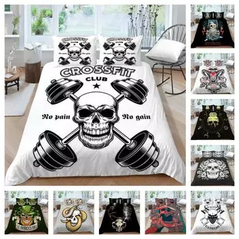 Постельное белье с 3D принтом черепа, костюм с наволочкой, домашний текстиль, 2/3 шт., постельное белье, пододеяльники UK Single 135x200cm