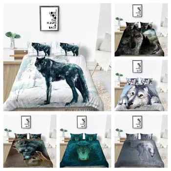 Постельное белье с 3D принтом волка, комплект пододеяльников королевского размера с наволочкой, комплекты постельного белья высокого качества Single 135x200cm