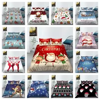 Постельное белье с 3D принтом на Рождество, костюм с наволочкой, домашний текстиль, 2/3 шт., постельное белье, пододеяльники UK Single 135x200cm