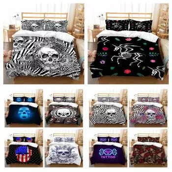 Постельное белье с 3D принтом черепа, пододеяльник, дизайн черепа, комплект постельного белья, высокое качество, пододеяльник, мужской и мальчик, один размер, постельное белье, костюм UK Single 135x200cm