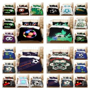 Постельное белье с футбольным принтом, костюм с наволочкой, модное домашнее постельное белье, королевский двойной размер, дышащий пододеяльник для мальчиков и мужчин, украшение для спальни UK Single 135x200cm