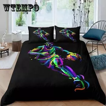 Постельное белье с изображением 3D-принта в виде футбольного багажника представляет собой набор подушек, наборы товаров для дома, кровать из трех предметов Queen