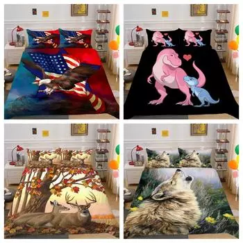 Постельное белье с изображением льва и волка, пододеяльник, комплект одеял, комплекты постельного белья Single 135x200cm