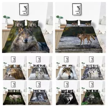 Постельное белье с изображением волка, костюм с наволочкой, домашний текстиль, одеяло, пододеяльник, один размер King UK Single 135x200cm
