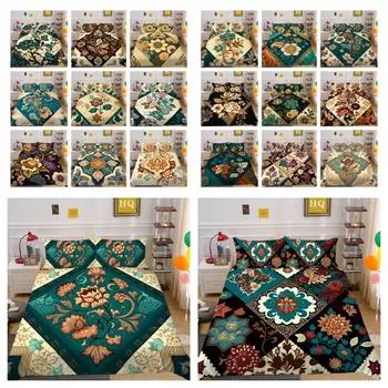 Постельное белье с красочным 3D-цветочным принтом, пододеяльник размера «king size», комплект постельного белья для женщин из полиэстера UK Single 135x200cm