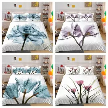 Постельное белье с красочным цветком, наволочка, пододеяльник, комплект одеял, чехлов Single 135x200cm