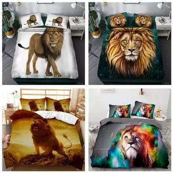 Постельное белье с лесными животными, постельное белье, декоративное пододеяльник и наволочка в виде льва, одинарный/двойной полноразмерный размер Baby 100x135cm