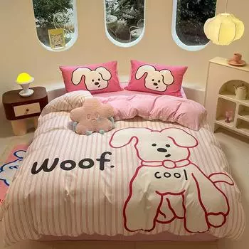 Постельное белье с пасторальным принтом, комплект из четырех предметов, двуспальная кровать, односпальная кровать, машинная стирка, мягкое вощеное, приятное для кожи, пододеяльник 1.2m bed