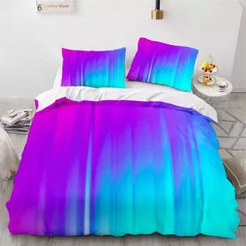 Постельное белье с постепенным изменением цвета, комплект постельного белья в полоску, комплект постельного белья из полиэстера размера King Size с наволочкой 70x133cm 2pcs