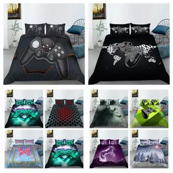 Постельное белье с принтом геймпада, костюм, Лидер продаж, пододеяльник с рисунком волка, комплект постельного белья для мальчиков, детское пододеяльник, полиэстер, постельная одежда UK Single 135x200cm