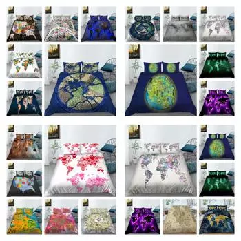 Постельное белье с принтом карты, роскошный домашний комплект постельного белья King Queen Size, мягкое пододеяльник, дышащий комплект пододеяльников UK Single 135x200cm