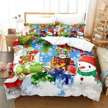 Постельное белье с рисунком Санта-Клауса, детский комплект пододеяльников, комплект постельного белья королевского размера, комплект одеяла королевского размера, комплект постельного белья, Рождественский комплект постельного белья UK Single 135x200cm