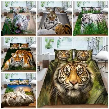 Постельное белье с тигровым принтом, пододеяльник с животными, 2 или 3 двуспальные кровати, односпальная кровать, полноразмерное постельное белье с тигровым принтом, украшение дома Baby 100x135cm