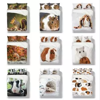 Постельное белье с животными, 3D цифровая печать, милое одеяло и наволочка для домашних животных, 2/3 шт., AU/DE/EU King Size, односпальная/двуспальная кровать, мягкий и удобный пододеяльник DE 100x135cm