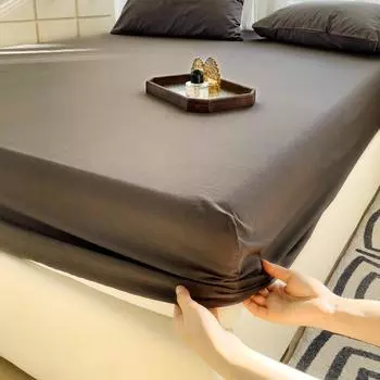 Постельное белье современного дизайна, из ткани с принтом в виде узора «линеллае» светло-зеленого цвета, хлопок, дышащее, наматрасник, красочная простыня на резинке с наволочкой Sheet 0.9 X 2.0m темно-серого