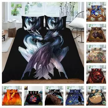 Постельное белье специальной серии с принтом животных, односпальная двуспальная кровать, полноразмерная наволочка и пододеяльник, 2 или 3 комфортных украшения для дома с агрессивным принтом UK Single 135x200cm