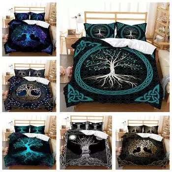 Постельное белье в экзотическом стиле, пододеяльник и наволочка из пуха Life Tree, 2/3 шт., двуспальная кровать, полноразмерный чехол с 3D-печатью, подарок Baby 100x135cm