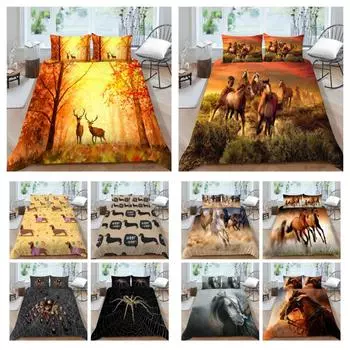 Постельное белье в животном стиле, комплект пододеяльников с узором лошади, постельная одежда, домашний текстиль для детей-подростков, одноразмерное покрывало UK Single 135x200cm