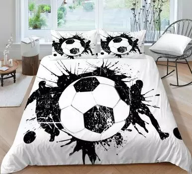 ПостельНое одеяло Чехол 3D Футбол Постельное белье Костюм Пододеяльники Наволочки Домашний декор покрывала дышащие теплые постельные ткани Single 135x200cm