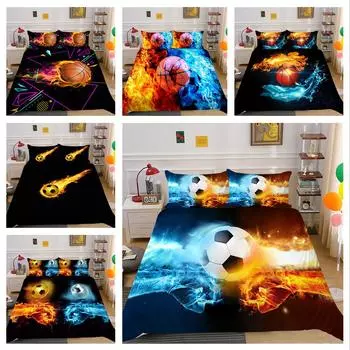 Постельные принадлежности 3D Fireball. Полноразмерное покрывало для футбола или баскетбола. Подходит для домашнего украшения комнаты для мальчиков и мужчин, любителей спорта. Baby 100x135cm