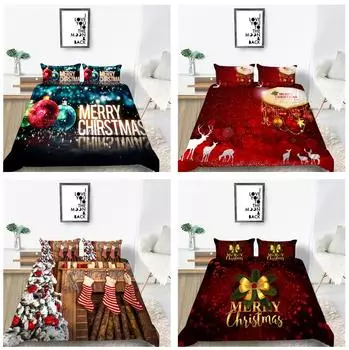 Постельные принадлежности Большая двуспальная кровать Полный размер Рождественский комплект постельного белья Двуспальная кровать Постельные принадлежности Рождественское украшение постельного белья DE 100x135cm