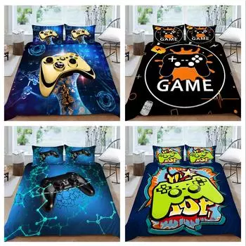 Постельные принадлежности для игрока, ткань из микрофибры, игровой автомат, пододеяльник и наволочка с принтом, подходят для домашнего украшения комнат для мальчиков и мужчин, любителей игр Baby 100x135cm